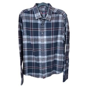 UNTUCKit McIntyre Blue Plaid Slim Fit Long Sleeve Button Down Shirt Mens Size M